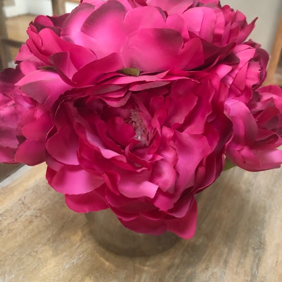 Pink Peonies in Silver Planter Vase - Picture 3 of 14